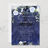 Invitation Robe d'aquarelle bleu marine Quinceanera (Dos)
