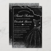 Invitation Robe d'aquarelle noire et arôme en verre d'argent (Devant / Derrière)