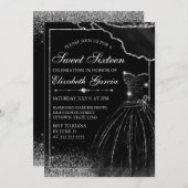 Invitation Robe d'aquarelle noire et arôme en verre d'argent (Devant / Derrière)