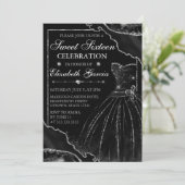 Invitation Robe d'aquarelle noire & Parties scintillant Agate (Debout devant)