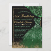 Invitation Robe d'aquarelle vert foncé 21e anniversaire (Devant)