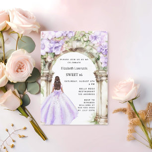 Invitation Robe d'arc de fleurs de lavande Sweet 16