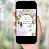 Invitation Robe d'arche de fleurs de lavande Quinceanera