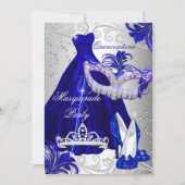 Invitation Robe d'argent bleu mascarade Quinceanera Invitatio (Devant)