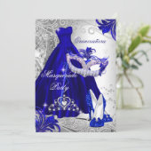 Invitation Robe d'argent bleu mascarade Quinceanera Tiara (Debout devant)