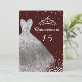 Invitation Robe d'argent Gown Bourgogne Quinceanera Party 15e (Debout devant)