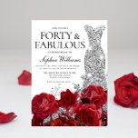 Invitation Robe d'argent Gown Roses rouges 40e fête d'anniver<br><div class="desc">Robe Argent Gown Roses rouges 40e fête d'anniversaire - 40 et Fabulous Invitation Voir la collection correspondante dans Niche et Nest Store Merci beaucoup</div>