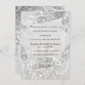 Invitation Robe d'argent gris royal 16e Fête des mariées (Devant / Derrière)