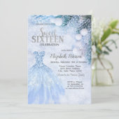 Invitation Robe d'argent Hiver Wonderland Sweet 16 Party (Debout devant)