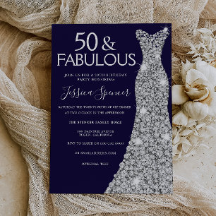 Invitation Robe d'argent Marine 50 & Fabuleux 50e anniversair