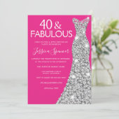 Invitation Robe d'argent rose 40 et fabuleux 40e anniversaire (Debout devant)