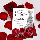 Invitation Robe d'argent Rouge Rose Brunch Fête des mariées m
