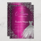 Invitation Robe d'argent Tiara, Diamonds Violet Quinceañera (Devant / Derrière)