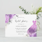 Invitation Robe d'argent violet et Fête des mariées Rose papi (Debout devant)