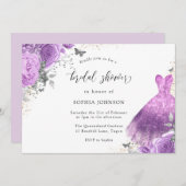Invitation Robe d'argent violet et Fête des mariées Rose papi (Devant / Derrière)