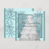 Invitation Robe de bal bleu sarcelle flocons de neige Quincea (Devant / Derrière)