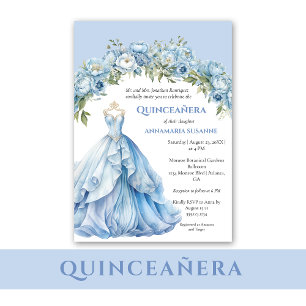 Invitation Robe de bal bleue Robe de Quinceañera florale bleu