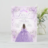 Invitation Robe de bal de princesse violette pour un annivers (Debout devant)