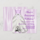 Invitation Robe de bal violette chaussures à talons hauts Qui (Devant / Derrière)