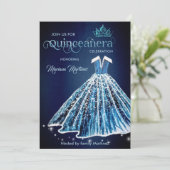 Invitation Robe de balle bleu Aquarelle dessinée à la main Qu (Debout devant)