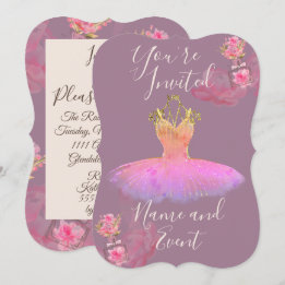 Invitation Robe de ballerine en gaze de lavande violet or flo