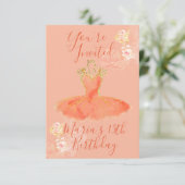 Invitation Robe de ballerine en or rose pêche Parfum floral (Debout devant)