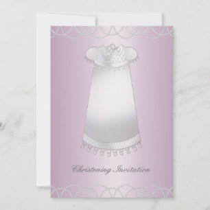 Invitation Robe de baptême rose blanche pour fille