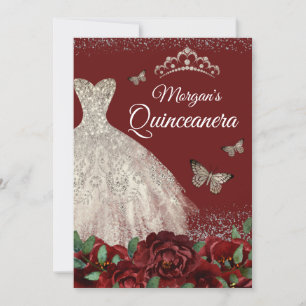 Invitation Robe de bijoux étincelante Papillon Quinceanera