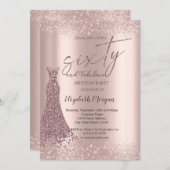 Invitation Robe de bordure de Parties scintillant or rose 60e (Devant / Derrière)