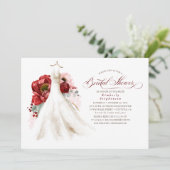 Invitation Robe de Bourgogne rouge et rose Floral Fête des ma (Debout devant)