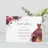 Invitation Robe de Bourgogne Sparkle Fête des mariées Florale (Debout devant)