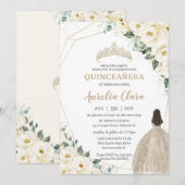 Invitation Robe de Champagne de la Quinceañera blanche ivoire (Devant / Derrière)