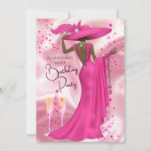 Invitation Robe de champagne rose chaud pour fête d'anniversa (Devant)
