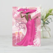 Invitation Robe de champagne rose chaud pour fête d'anniversa (Debout devant)