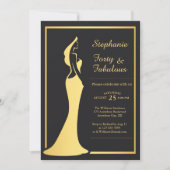 Invitation Robe de cocktail dorée moderne pour les 40 ans d'u (Devant)