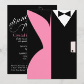 Invitation Robe de cocktail rose et noir Soirée dînatoire (Devant / Derrière)