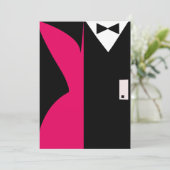 Invitation Robe de cocktail rose vif et noire pour dîner de f (Debout devant)
