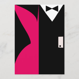Invitation Robe de cocktail rose vif et noire pour soirée dîn