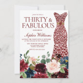 Invitation Robe de Coeur Rouge Bourgogne 30e anniversaire Flo (Devant)