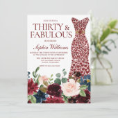 Invitation Robe de Coeur Rouge Bourgogne 30e anniversaire Flo (Debout devant)