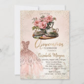 Invitation Robe de Confetti de Robe de Soirée Rose Gold pour (Devant)