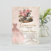 Invitation Robe de Confetti de Robe de Soirée Rose Gold pour (Debout devant)