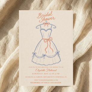 Invitation Robe de croquis Shower de mariage Coquette Nœud Ru