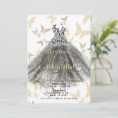 Invitation Robe de danse papillon Black Gold Quinceañera 15 (Debout devant)