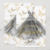 Invitation Robe de danse papillon Black & Gold Quinceañera 15 (Devant / Derrière)