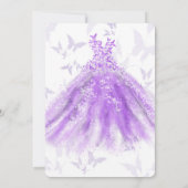 Invitation Robe de danse papillon chic violet Douce 16 (Dos)