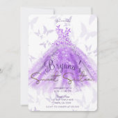 Invitation Robe de danse Papillon d'Or Violet Douze ans Party (Devant)