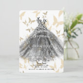 Invitation Robe de danse papillon noir or Sweet 16 (Debout devant)