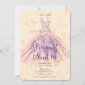 Invitation Robe de danse papillon orange violet pour fête Swe (Devant)