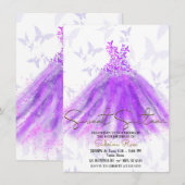 Invitation Robe de danse papillon rose et violet pour fête Sw (Devant / Derrière)